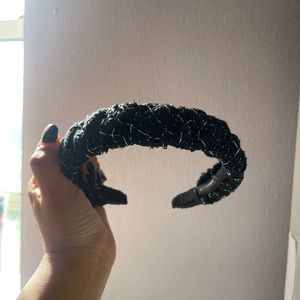 Black with silver braided headband